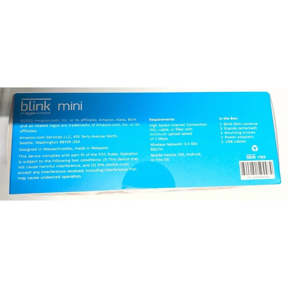 Blink Mini Indoor Plug-In HD Smart Security Camera 2 Cameras‎